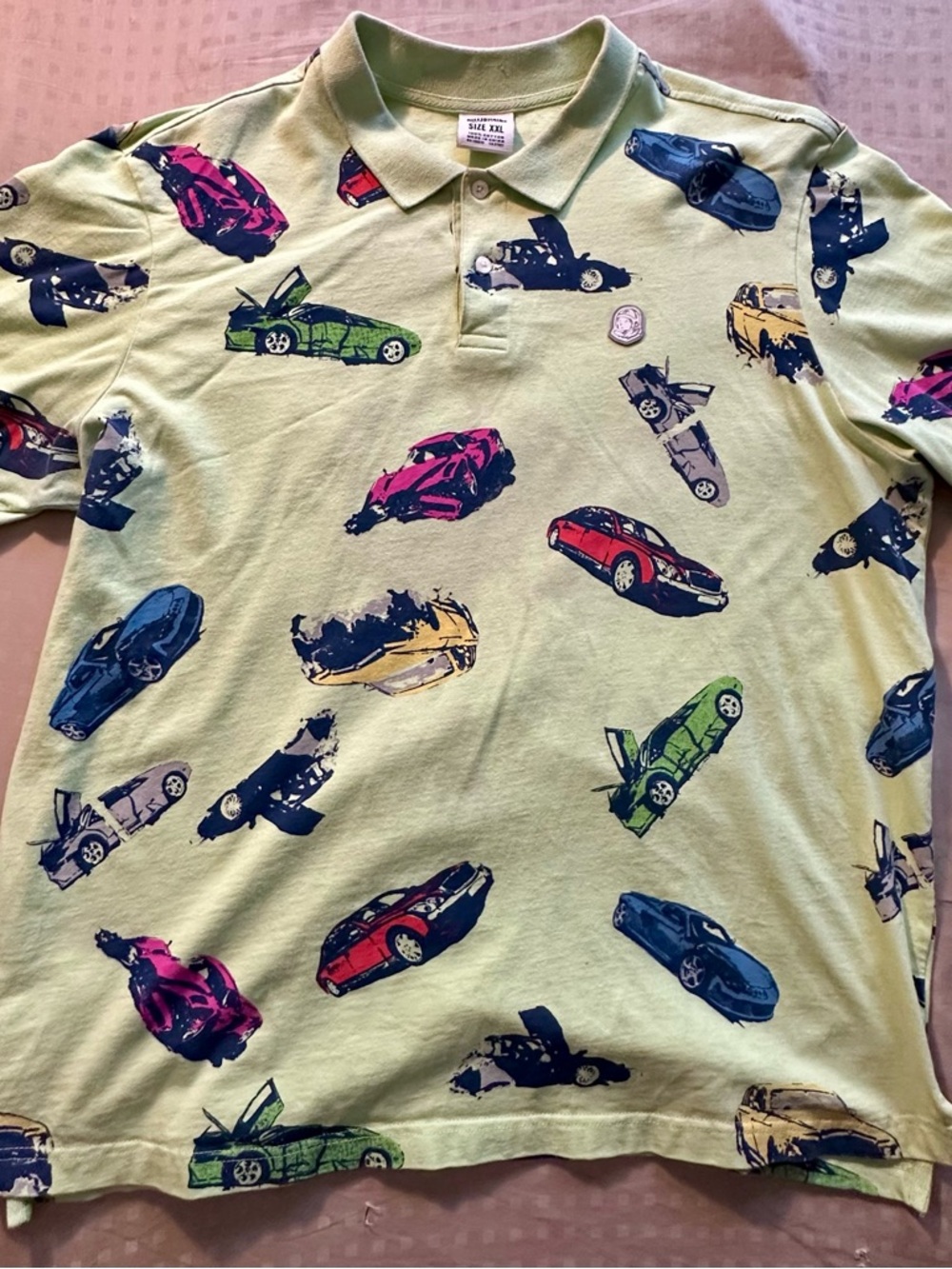 Billionaire Boys Club Light Green Cars Polo Shirt XXL Short Sleeve Logo